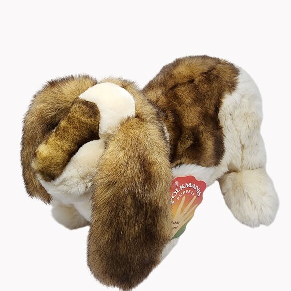 Folkmanis Rabbit Puppet Plush 19" Realistic Brown White Faux Fur NEW - Picture 1 of 7